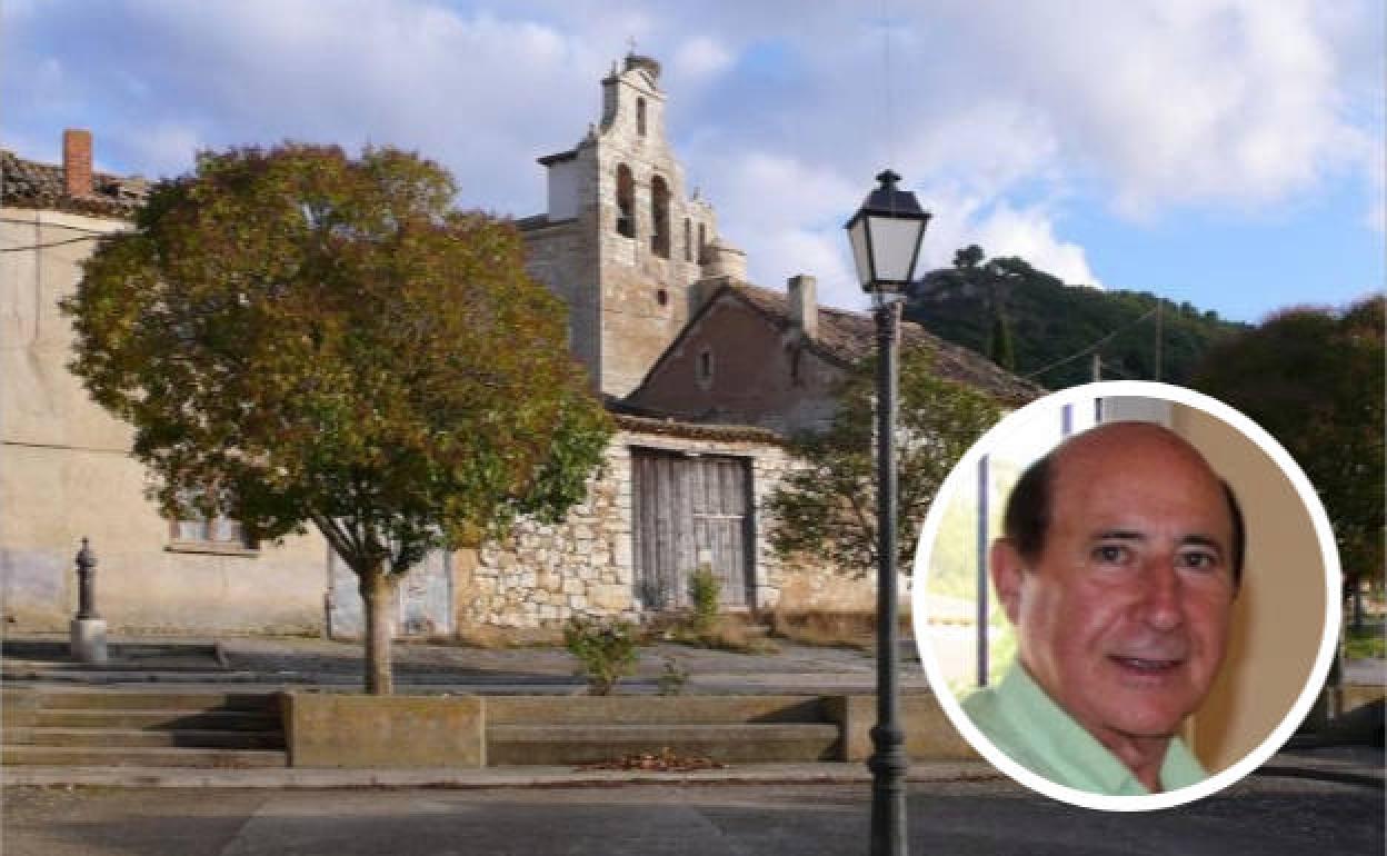 Iglesia de Reinoso de Cerrato. En el círculo, José Luis Ayuso. 