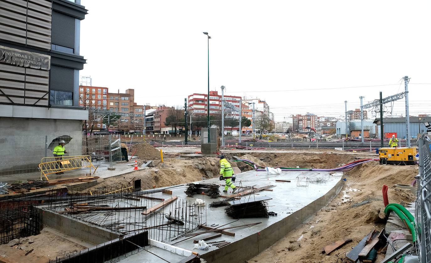 Obras del túnel de la calle Panaderos para la integración ferroviaria, Valladolid.