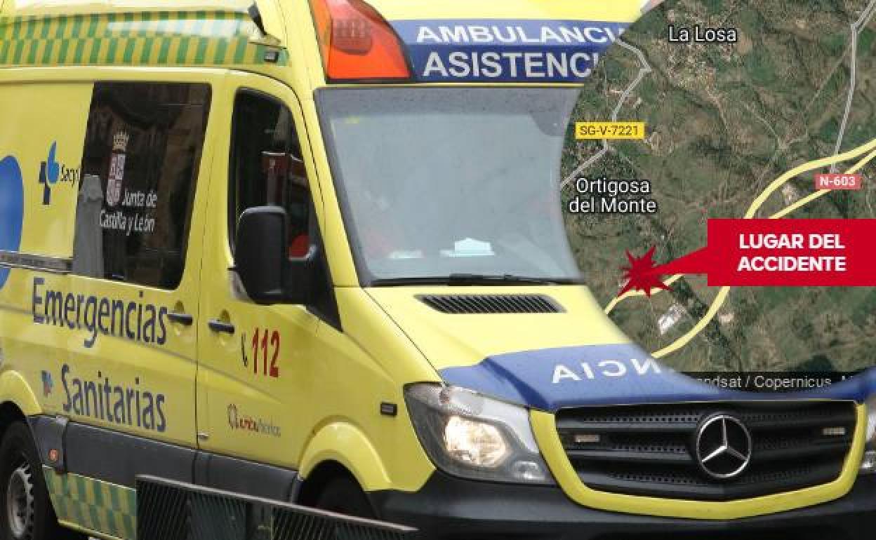 Ambulancia y localización del accidente. 