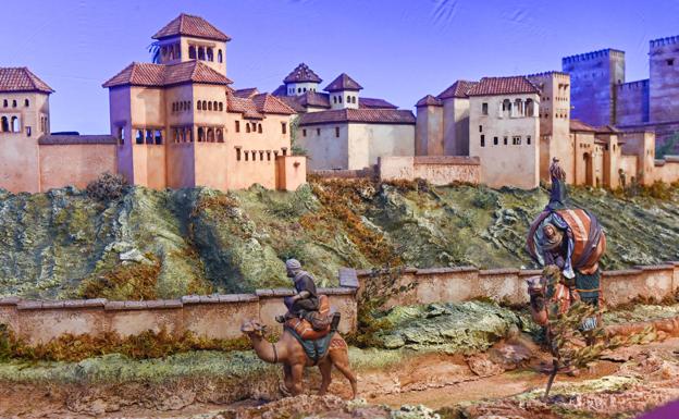 El camino que rodea a la Alhambra en el belén instalado en Pimentel.