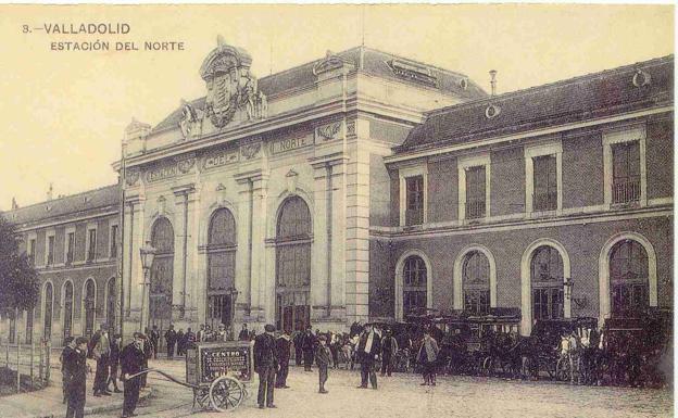 Entrada principal de la Estación Valladolid Campo Grandea comienzos del siglo XX