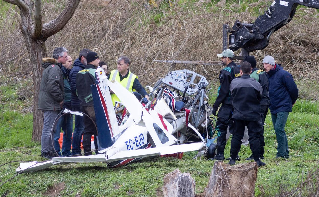 Estado en el que quedó el ultraligero tras el accidente en el Duero.