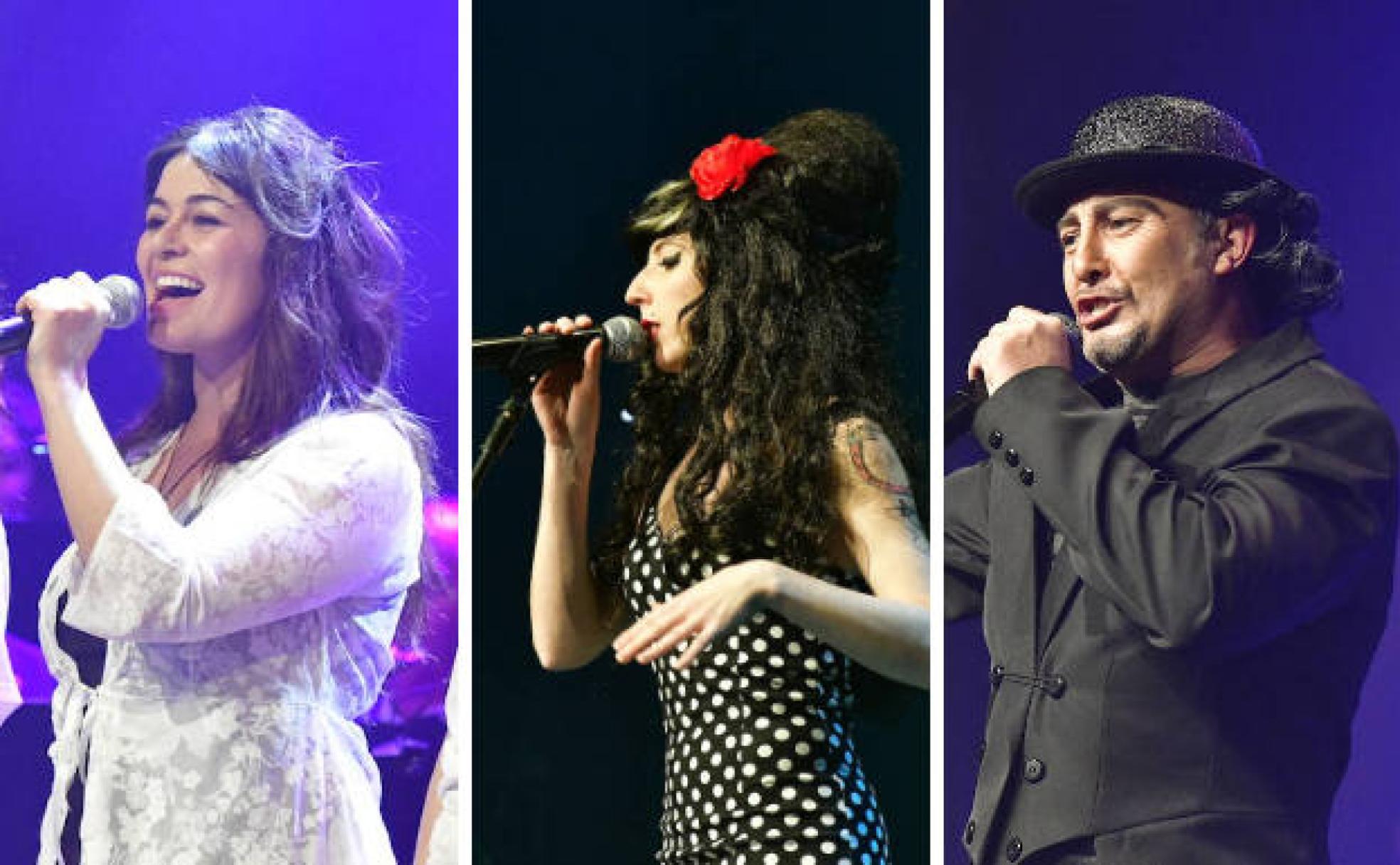 Imitaciones de Rigoberta Bandini, Amy Winehouse y Joaquín Sabina en la gala 'Mira quien canta' de El Espinar. 