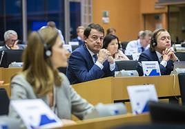 Alfonso Fernández Mañueco, en la bancada del grupo popular europeo.