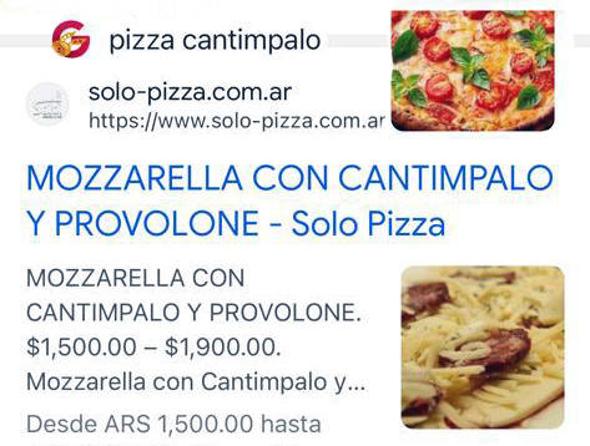 Anuncio de pizza de mozzarella con cantimpalo.