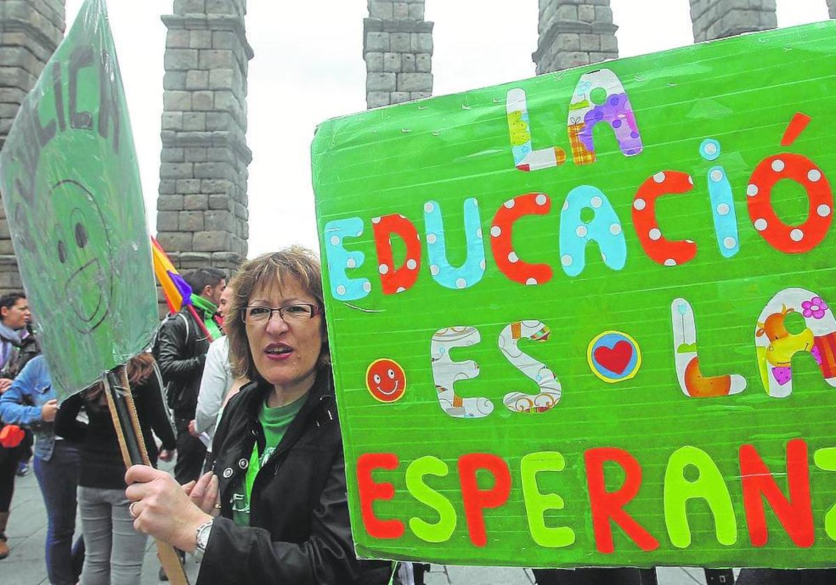 Concentración en favor de la enseñanza pública, en una imagen de archivo.