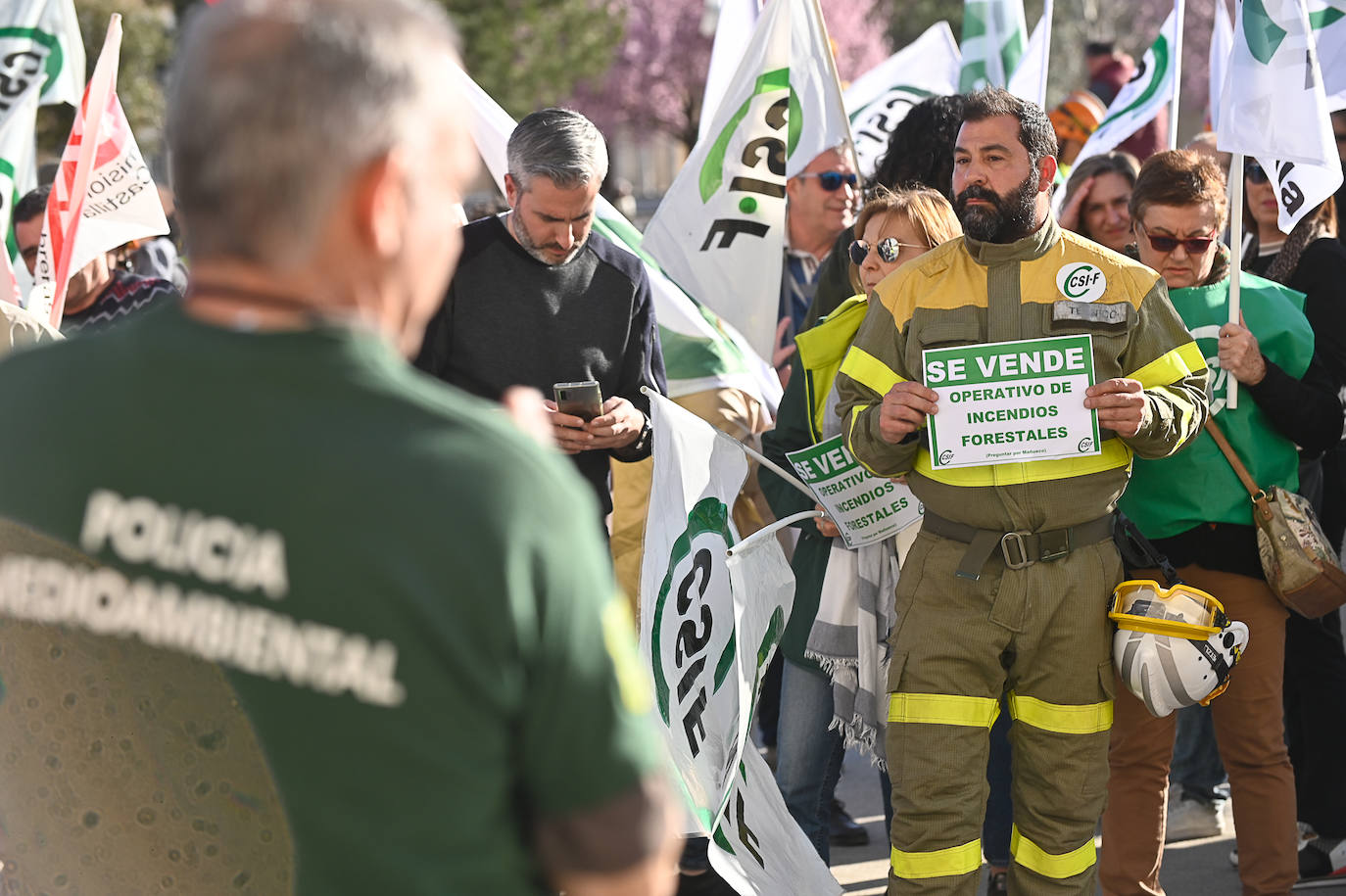 Las protestas de los agentes forestales, en imágenes