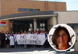 Concentración el pasado miércoles ante la agresión. En el círculo, la coordinadora del centro de salud de Íscar, María Jesús de Hoyos.