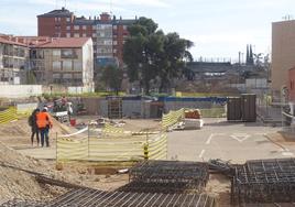 Obras de construcción de la nueva sede de la Once en la plaza de la India.