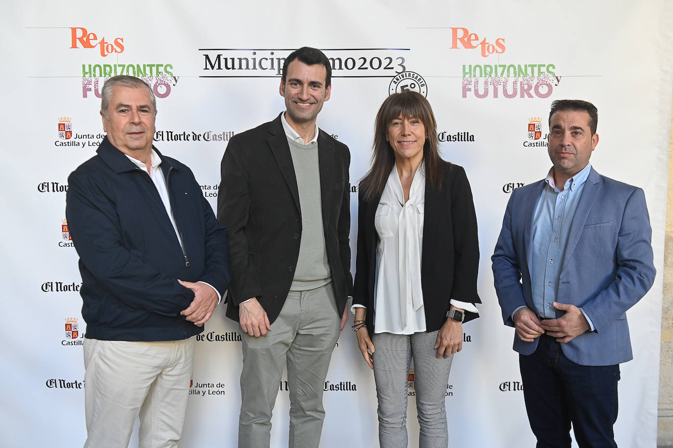 Antonio Ibáñez (alcalde de San Martín de Valvení), David Esteban (alcalde de Rioseco), Marifé Blanco y Alberto Sanz (alcalde de Valdestillas).