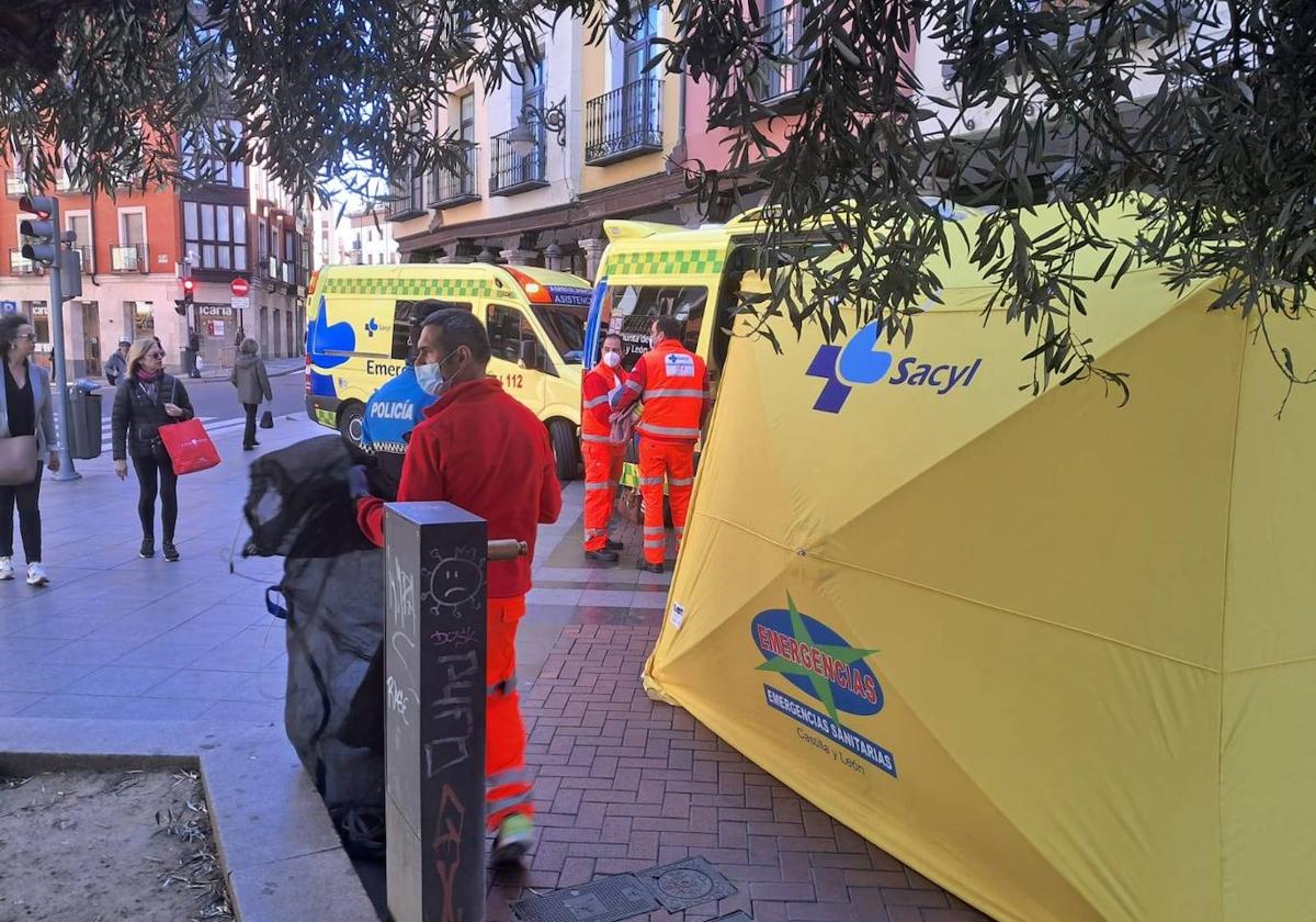 Dispositivo de Sacyl instalado para atender a los heridos.