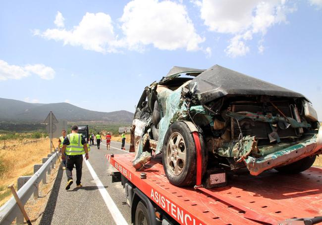 Estado en el que quedó el vehículo accidentado en Ceguilla el pasado mes de agosto, cuando falleció una mujer.