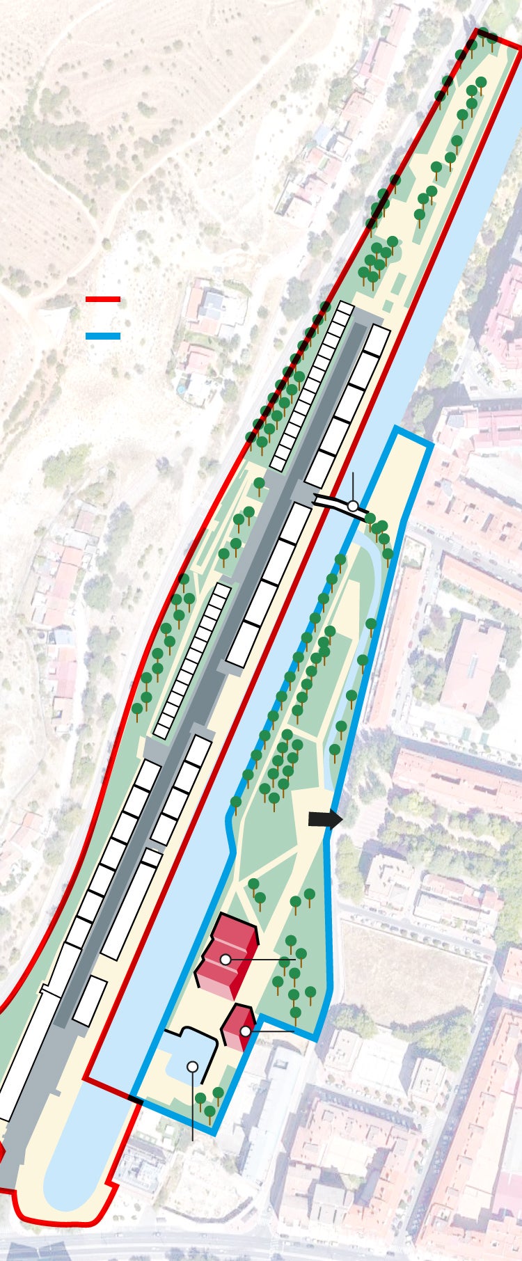 el gráfico muestra la renovación integral de la dársena del Canal de Castilla