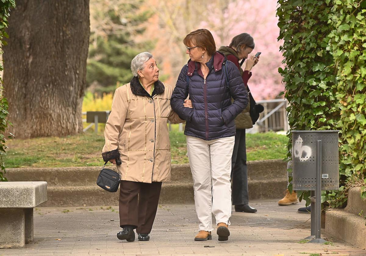 Elvira Vivas y Charo García caminan por el paseo Juan carlos I.