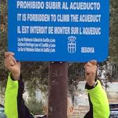 La foto de Sánchez Silva: apoyarse en el Acueducto no es infracción; subirse, sí