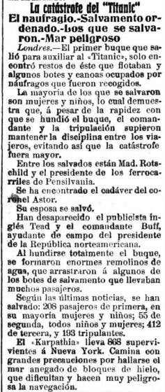 Noticia publicada en El Norte de Castilla el 17 de abril de 1912.