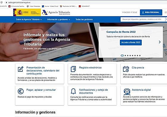 Página web de la Agencia Tributaria.