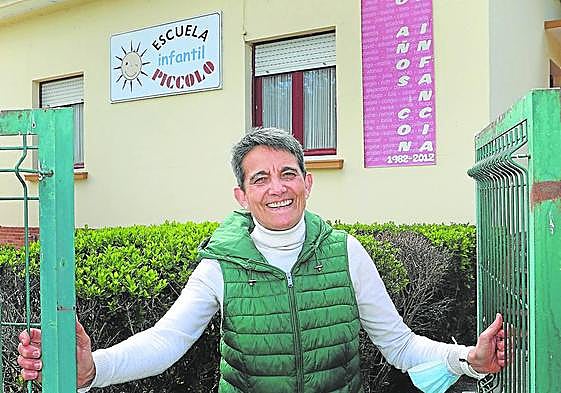 María José Hernando 'Yoyé', a la entrada de las instalaciones de Piccolo.