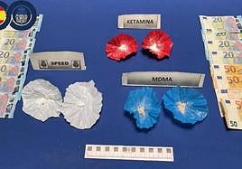 Sustancias estupefacientes y dinero en efectivo intervenido por la Policía Nacional