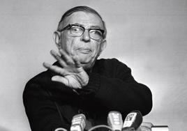 Jean Paul Sartre. durante una conferencia en 1971.