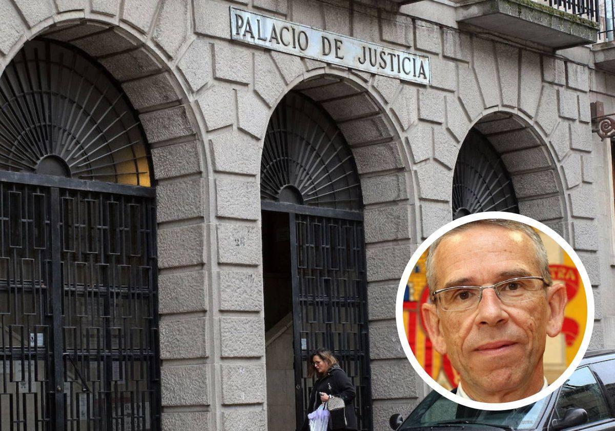 Entrada a la Audiencia Provincial de Segovia, y en el círculo, el presidente de ésta, Ignacio Pando.