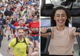 Deportistas corriendo en la calle y en el gimnasio.