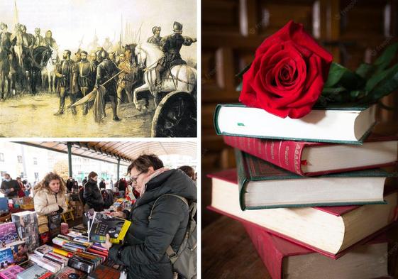 Famoso cuadro de Picolo que representa la Batalla de Villalar, feria del Día del Libro en Valladolid y regalos de San Jordi.