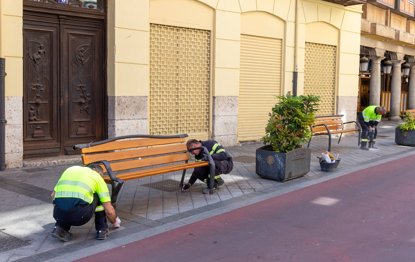 Nuevos bancos y jardineras en el centro de Valladolid