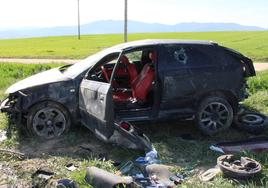Estado del vehículo accidentado entre Valverde del Majano y el polígono Nicomedes García.