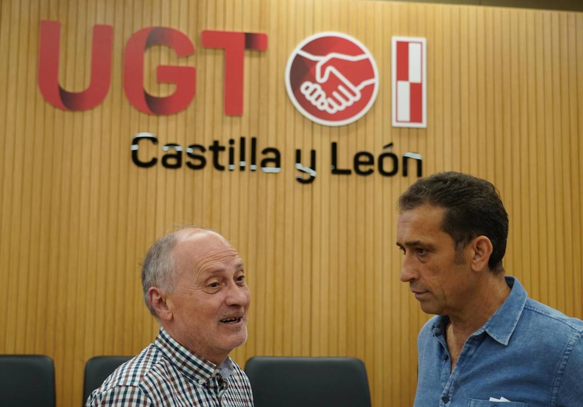 Los secretarios generales de UGT y CCOO en Castilla y León, este jueves.