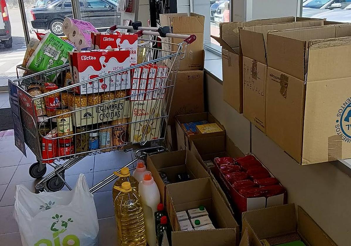 Productos donados al Banco de Alimentos en Palazuelos de Eresma.