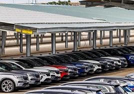 Unidades del Austral estacionadas en las instalaciones de Renault en Palencia.
