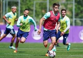 Fresneda, durante la sesión de entrenamientos en los Anexos.