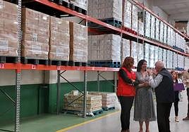 La subdelegada del Gobierno (centro), junto a Jesús Mediavilla, del Banco de Alimentos, y Laura Fraile, de Cruz Roja.