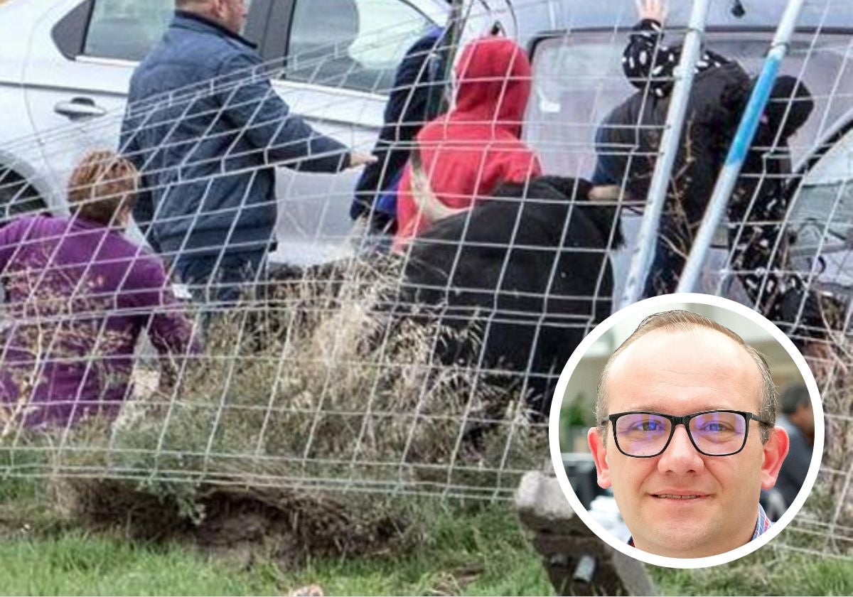 La mujer fue corneada por la espalda por el novillo durante el encierro; en el círculo, el alcalde de Mojados, Adolfo López.