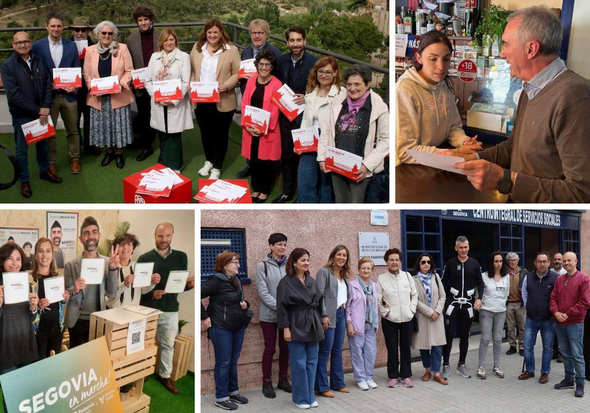 Actos del PSOE, PP, Segovia en Marcha e Izquierda Unida en Segovia capital.