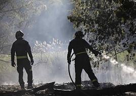 Incendio en la ribera del Duratón en Peñafiel