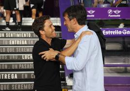 Rubi y Pacheta en el partido de la primera vuelta entre Real Valladolid y UD Almería.