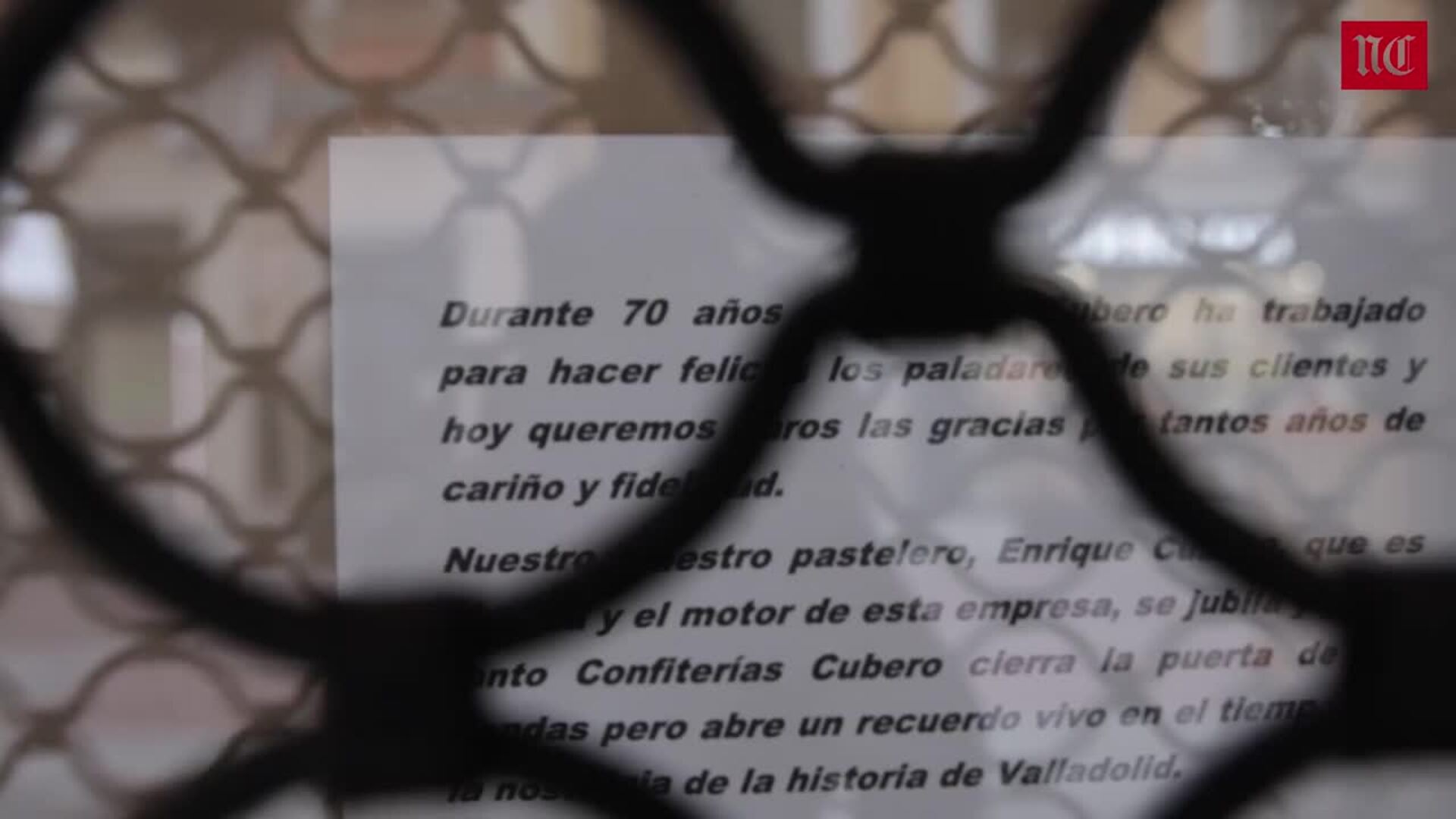 Cierre de la pastelería Cubero de Valladolid