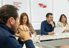 Óscar Puente, Virginia Barcones, Luis Tudanca y Ana Sánchez, en el Consejo Territorial del PSOE de Castilla y León.
