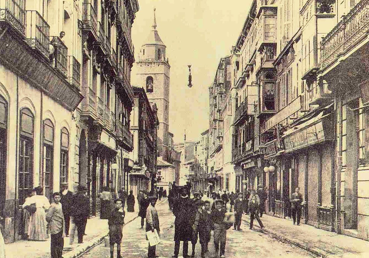 Calle Constitución, donde se encontraba la sucursal del Banco Hispano Americano en 1923.