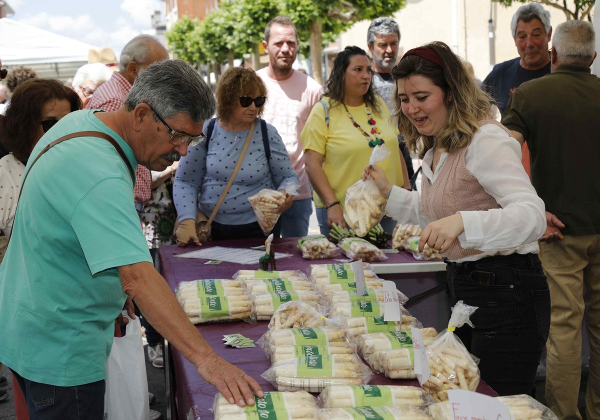 Venta directa de espárragos tudelanos de manos de uno de los productores.