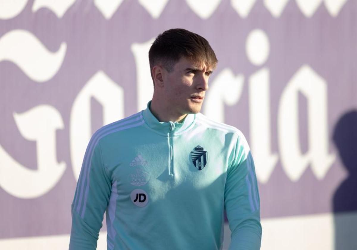 Iván Fresneda, durante una sesión de entrenamiento con el Real Valladolid