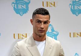 Cristiano Ronaldo, en la presentación de su agua mineral 'URSU'.