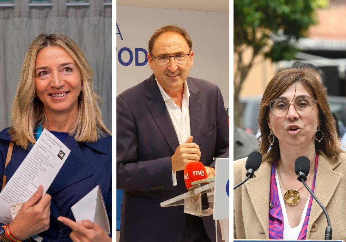 La abulense Alicia García, el palentino Alfonso Polanco y la arandina Raquel González, candidatos del PP al Senado.