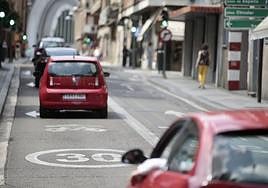 Tramo final de la calle López Gómez, con la iglesia de los Capuchinos al fondo.