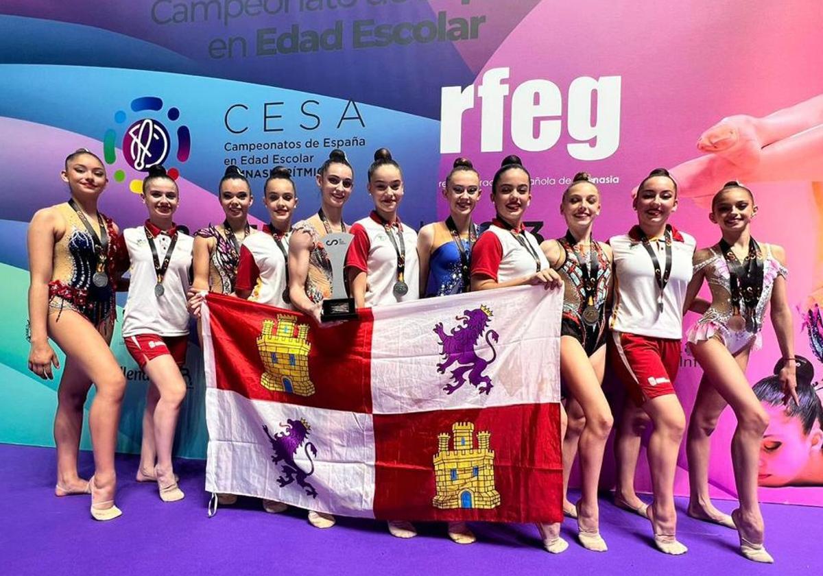 La gimnastas de Castilla y León en el Campeonato de España escolar.