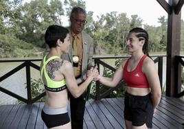 Isabel Rivero y Griselda Torollari durante el pesaje oficial antes del combate.