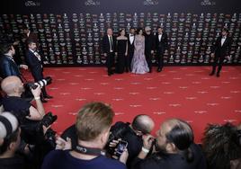 Pedro Almodóvar y su equipo, en el 'photocall' de Málaga.