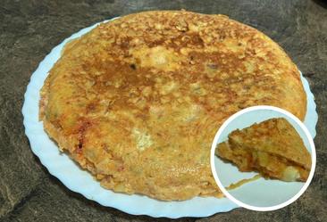 Tortilla de patatas con queso y sobrasada